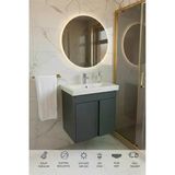 Magma Antrasit 50 Cm, Led Aynalı, Banyo Dolabı Seti, Seramik Lavabo Dahil, Mdf, Led'li