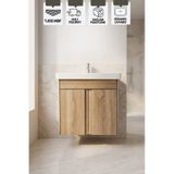 Magma Sonomo 50 Cm, Lavabolu Alt Banyo Dolabı, Kapaklı Banyo Dolabı, Seramik Lavabo Dahil Sonomo Mdf Sonomo Meşe