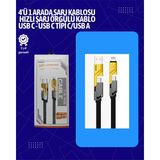 Magne Usb-C ve Lightning Uyumlu 4'ü 1 Arada Kablo – 65W Hızlı Şarj Örgülü Dayanı - TGR4240-5657 - Renkli