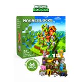 MAGNEBLOCKS Minecraft Manyetik Yapı Blokları, 3 Boyutlu Mıknatıslı Oyuncak Küpler, Eğitici Oyuncak, 64 Parça