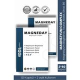 Magneday Magnezyum Complex Bisglisinat, Sitrat, Malat, Taurat, P5P ( Vitamin B6 ) 2 Kutu = 120 Kapsül