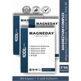 Magneday Magnezyum Complex Bisglisinat, Sitrat, Malat, Taurat, P5P ( Vitamin B6 ) * 3 Kutu = 180 Kapsül