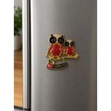 Magnet Baykuş Figürlü Türkiye Hatıra Buzdolabı Süsü Taşlı Metal Dekoratif Magnet 7x6 cm