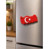 Magnet Buzdolabı Magneti Türkiye Haritası Türk Bayraklı Hediyelik Dekoratif 9 X 4,5 Cm