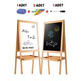 MAGNET İQ Çift Taraflı Ayaklı Ahşap Çocuk Yazı Tahtası Kalem Silgi Tebeşir Hediyeli