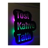 Magnetfoto Tost Kahve Tatlı LED’li Ahşap Tabela | Işıklı Kafe Dekoru