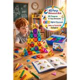 Magnetic Mıknatıslı 45 Parça Mini Manyetik Yapı Blokları 3,75 cm | 3D STEM Zeka Tasarım Oyuncağı