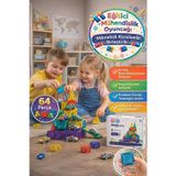 Magnetic Mini 64 Parça Manyetik Blok Seti Arabalı Eğitici Zeka Oyuncağı Set Kare Parça 3.75 CM