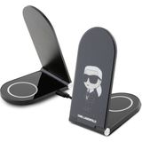 Magnetik Kablosuz Şarj Aleti 15W Karl Lagerfeld Orjinal Lisanslı Katlanabilir Karl Logolu Siyah