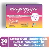 Magnezya 30 Saşe – Magnezyum Bisglisinat, Sitrat, Malat, Vitamin D3, B6 (P5P) ve Selenyum Takviyesi