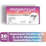 Magnezya 30 Tablet – Magnezyum Bisglisinat, Sitrat, Malat, B6 Vitamini (P5P), D3 ve Selenyum Takviyesi