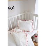 Magnolia Fırfırlı Bebek Nevresim Takımı | 3'lü Set ( Nevresim-Çarşaf-Yastık Kılıfı) | Pamuklu, Kırmızı Biyeli, Yumuşacık | 100 x 150 cm