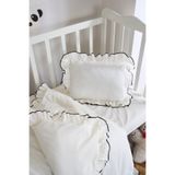Magnolia Fırfırlı Bebek Nevresim Takımı | 3'lü Set ( Nevresim-Çarşaf-Yastık Kılıfı) | Pamuklu, Siyah Biyeli, Yumuşacık | 100 x 150 cm