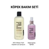 MAGO FUR Köpek Bakım Seti: Beyaz Tüylü Köpekler İçin Şampuan 500 ml + Kıtık Açıcı Tüy Tarama Spreyi 250 ml