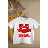 MAGORS Bisiklet Yaka Kırmızı Red Ball Smile Baskılı Erkek ve Kız Çocuk Tişört