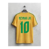 MAGORS Neymar Brezilya Forması Baskılı Unisex Oversize Kesim Bisiklet Yaka Brasil Tshirt
