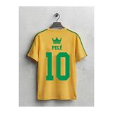 MAGORS Pele Brezilya Forması Baskılı Unisex Oversize Kesim Bisiklet Yaka Brasil Tshirt
