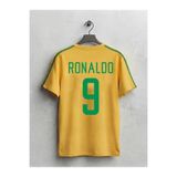 MAGORS Ronaldo Nazario Brezilya Forması Baskılı Unisex Oversize Kesim Bisiklet Yaka Brasil Tshirt