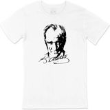 Magors Unisex Mustafa Kemal Atatürk Imzalı Standart Kalıp Tişört - Beyaz