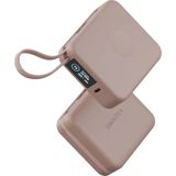 Magpac Mini Plus Dijital Göstergeli 10.000 Mah 20W Type-C 2 Adet 20W Type-C Kablo Çıkışlı 15W Telefon Saat Kablosuz Şarj Destekli Magsafe Powerbank - Pembe