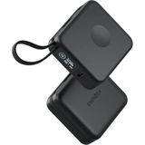 Magpac Mini Plus Dijital Göstergeli 10.000 Mah 20W Type-C 2 Adet 20W Type-C Kablo Çıkışlı 15W Telefon Saat Kablosuz Şarj Destekli Magsafe Powerbank - Siyah