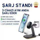 Magsafe 3-İn-1 Manyetik Kablosuz Şarj İstasyonu 15W – İphone, Apple Watch Ve Airpods İçin Hızlı Wireless Charging Stand