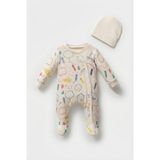 Magu Bebek Pamuklu Pastel Desenli Patikli Tulum - Karışık - 3 - 6 Ay