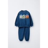 Magu Erkek Çocuk Pamuklu Lacivert Magu And Friends Baskılı Sweatshirt Eşofman Takımı - 5 - 6 Yaş