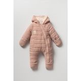 Magu Kız Bebek Pudra Kapitone Kapüşonlu Tulum – Fermuarlı, Cepli ve Dolgulu Model - Pembe - 6 - 9 Ay