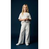 Magu Kız Çocuk Pamuklu Basic Takım - Kısa Kollu T-Shirt ve Bol Paça Pantolon - Beyaz - 4 - 5 Yaş