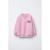 Magu Kız Çocuk Pamuklu Minimal Yazı Baskılı Pembe Sweatshirt - 7 - 8 Yaş