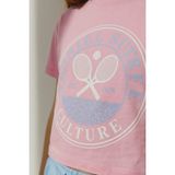 Magu Kız Çocuk Pamuklu Pembe Baskılı Crop T-Shirt Mavi Şort Takım - Karışık - 10 - 11 Yaş