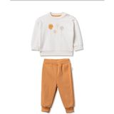 Magu Unisex Bebek Pamuklu Ekru Hardal Sweatshirt Eşofman Takım - 3 - 6 Ay - Karışık