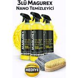 Magurex 3lü Nano Temizleyici Araç İçi Bakım Seti Fırça ve Bez Hediyeli Etkili Temizlik