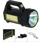MağzamU El Feneri Projektör Solar Şarjlı 10W+COB LED Ranchı Hel RC-T95 24631 - Siyah