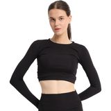 Mahave Cropped Top Kadın Siyah Antrenman T-Shirt 25KK1045-SYH - L