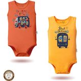 Mahfel %100 Pamuklu Atlet Organik Baskılı Çıtçıtlı Bebek Body Zıbın 292-114 - Oranj - 3 Yaş
