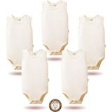 Mahfel 5'li Atlet Kolsuz %100 Pamuk Premium Seri Çıtçıtlı Bebek Body Zıbın 01 - 0 - 3 Ay - Ekru