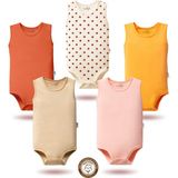 Mahfel 5'li Atlet Kolsuz %100 Pamuk Premium Seri Çıtçıtlı Bebek Body Zıbın 06 - 3 Yaş - Orange