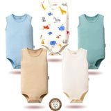 Mahfel 5'li Atlet Kolsuz %100 Pamuk Premium Seri Çıtçıtlı Bebek Body Zıbın 07 - 3 - 6 Ay - Mavi