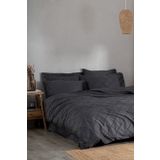 Mahfer Battal Boy Nevresim Takımı %100 Organik Pamuk Saten Brodeli Antrasit 240x220 Cm