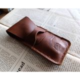 Mahfuz Crazy Gerçek Deri Özel Kalemleriniz Için Kalemlik ( 3*4 Kalem Için ) 28 cm \ 8 cm Büyük Boy NLU18 - Kahve - Gold