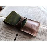 Mahfuz Crazy Gerçek Deri Özel Kalemleriniz Için Kalemlik ( 3*4 Kalem Için ) 28 cm \ 8 cm Büyük Boy NLU21 - Kahve - Gold
