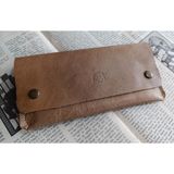 Mahfuz Gerçek Deri Tamamen El Emeği Kadın Cüzdan 22CM*8CM * 1 Kağıt Para Alanı 1 Kart Bölmesi DAK118 - Krem