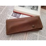 Mahfuz Gerçek Deri Tamamen El Emeği Özel Kalemleriniz Için Kalemlik Kalemkutu 8 x 18 cm - Acı Kahverengi