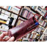 Mahfuz Hakiki Deri Tamamen Emeği 17,5 x 7 cm Gözlük Kılıfı - Kalem Kutu NLU401 - Bordo