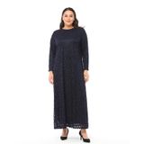 MAHİDE KADIN ASTARLI LÜX SİMLİ TÜL KUMAŞ BÜYÜK BEDEN ANNE ABİYE ELBİSE lacivert 46