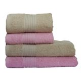 Mahir Havlu Banyo Havlu Takımı %100 Pamuk 4'lü Hamam Seti Bej-Pembe - 70 x 140 cm - 50 x 90 cm - Renkli