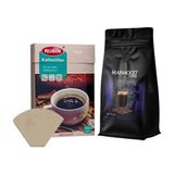 Mahmood Coffee Filtre Kahve 250 gr ve Rubin Büyük Boy Kahve Filtresi Naturel Kağıt 4 Numara 100'lü
