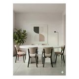 Maholandin İskandinav, Modern Tarz Oval Yemek Masası 6 Kişilik Traverten Renk (160X90 Kalın Tabla)Sağlam Metal Beyaz